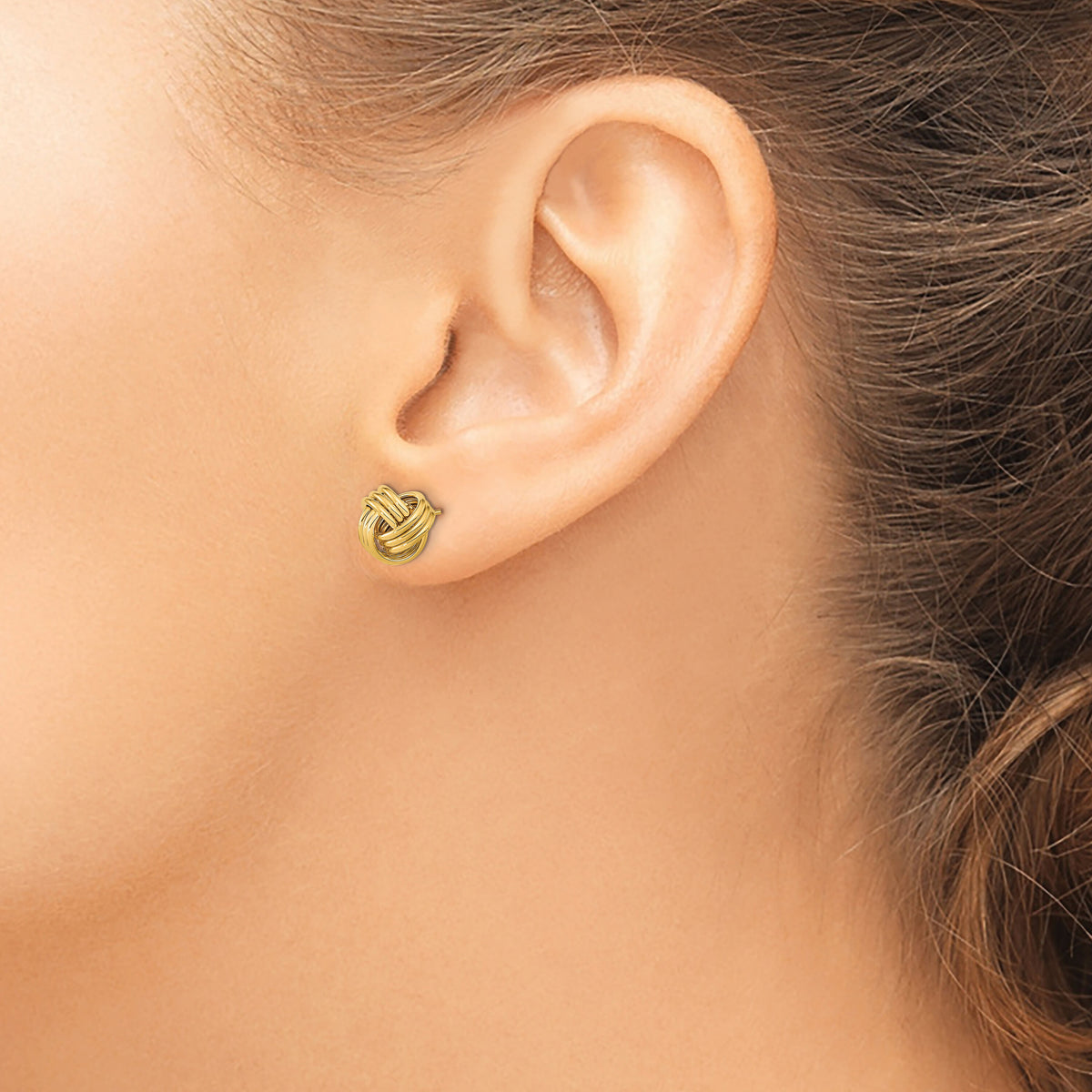 14k Polished Triple Love Knot Post Earrings-TL1050