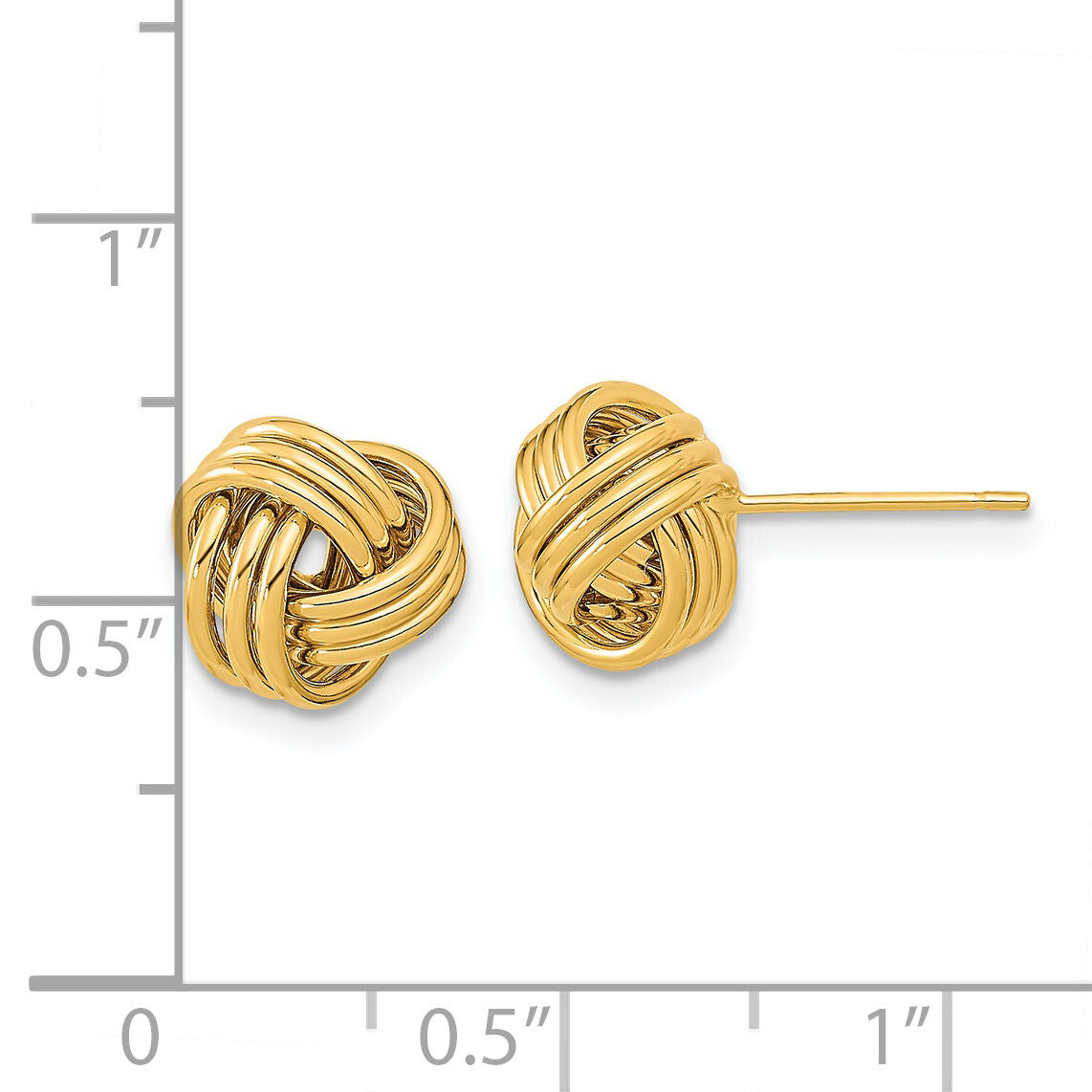 14k Polished Triple Love Knot Post Earrings-TL1050