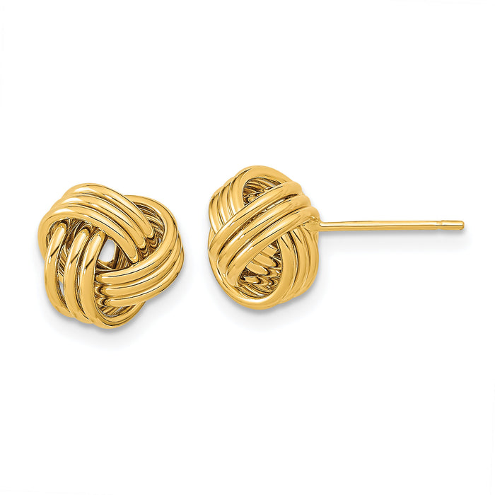 14k Polished Triple Love Knot Post Earrings-TL1050