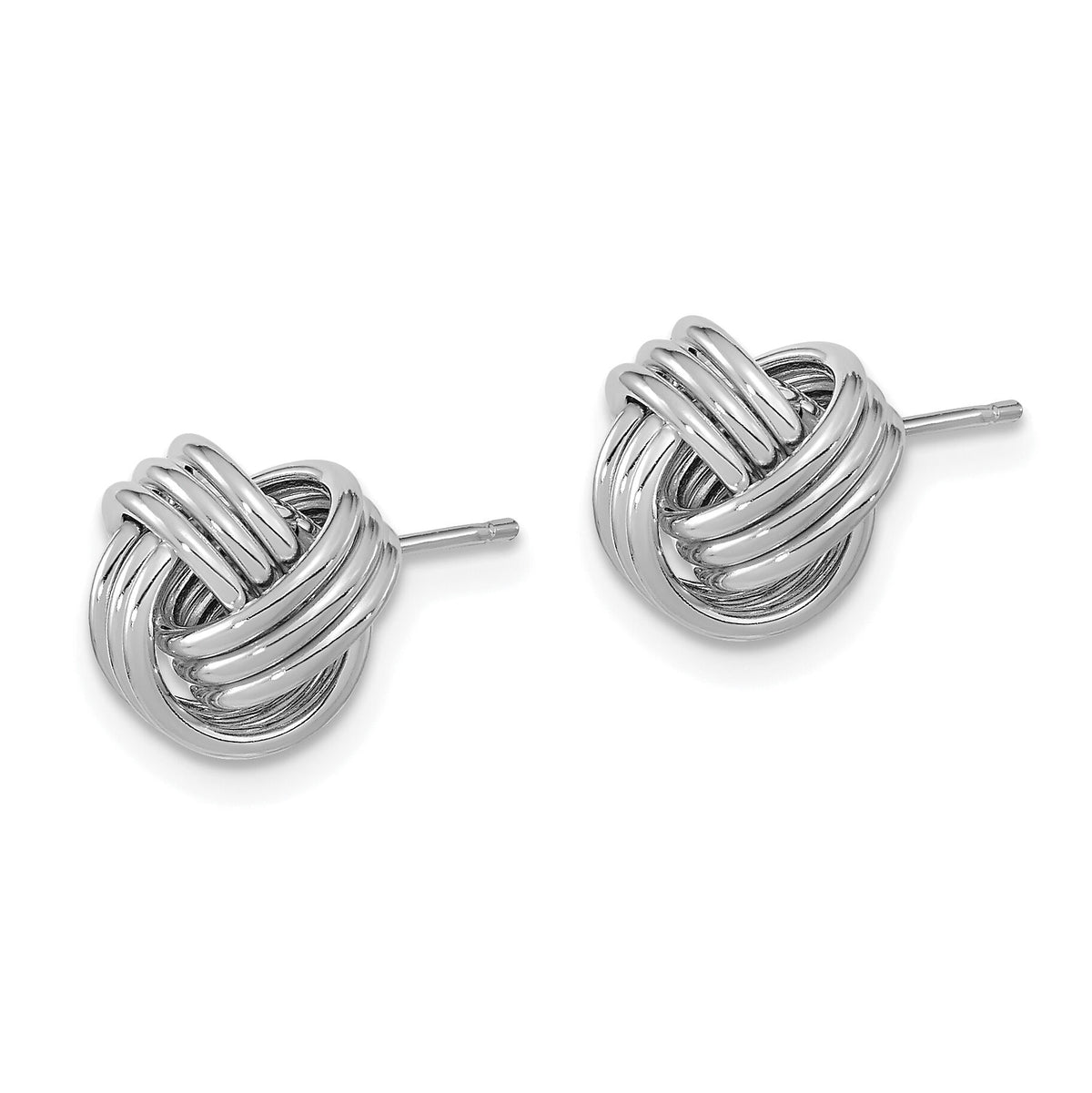 14k White Gold Polished Triple Love Knot Post Earrings-TL1050W