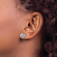 14k White Gold Polished Triple Love Knot Post Earrings-TL1050W
