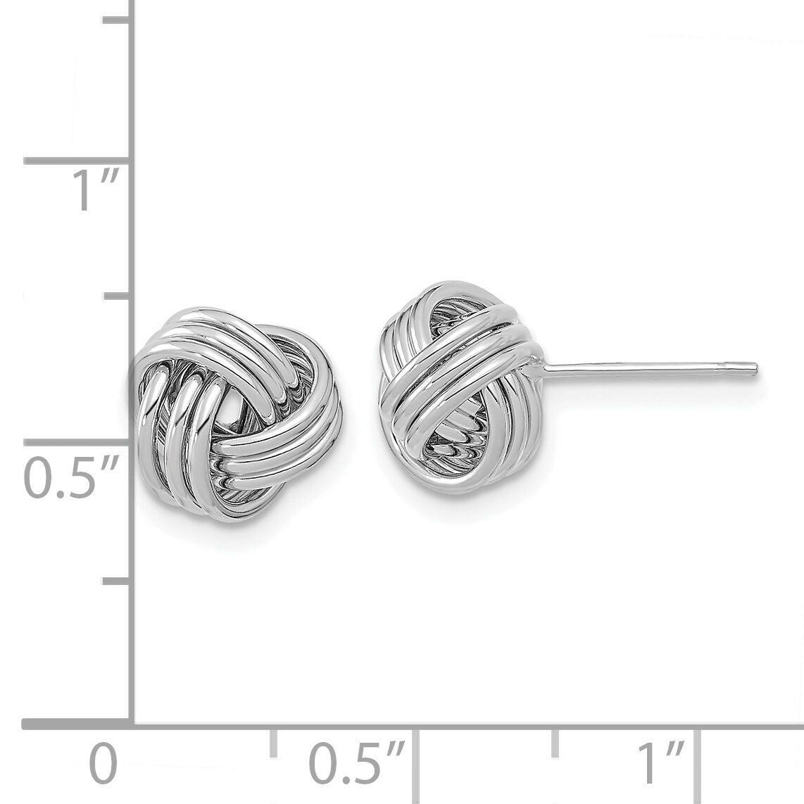 14k White Gold Polished Triple Love Knot Post Earrings-TL1050W
