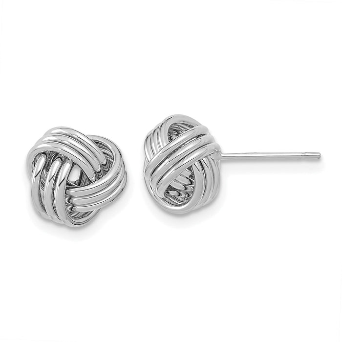 14k White Gold Polished Triple Love Knot Post Earrings-TL1050W