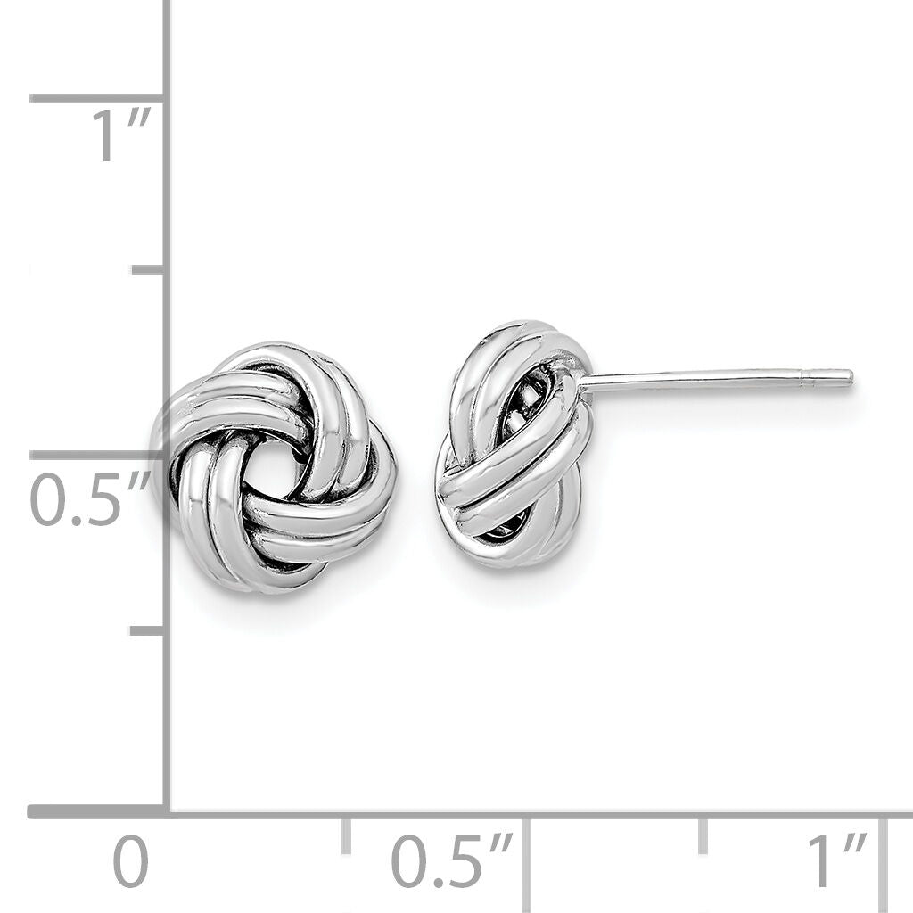 14k White Gold Polished Double Love Knot Post Earrings-TL1055W
