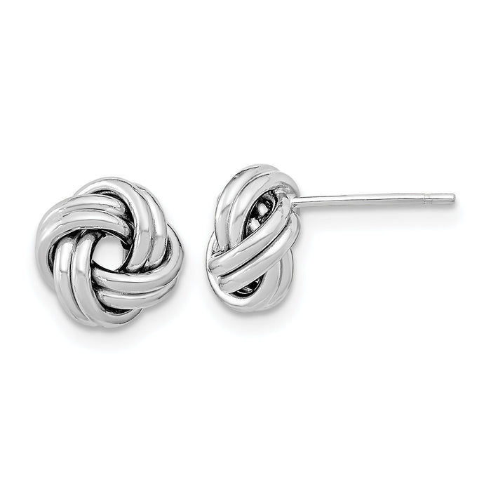 14k White Gold Polished Double Love Knot Post Earrings-TL1055W