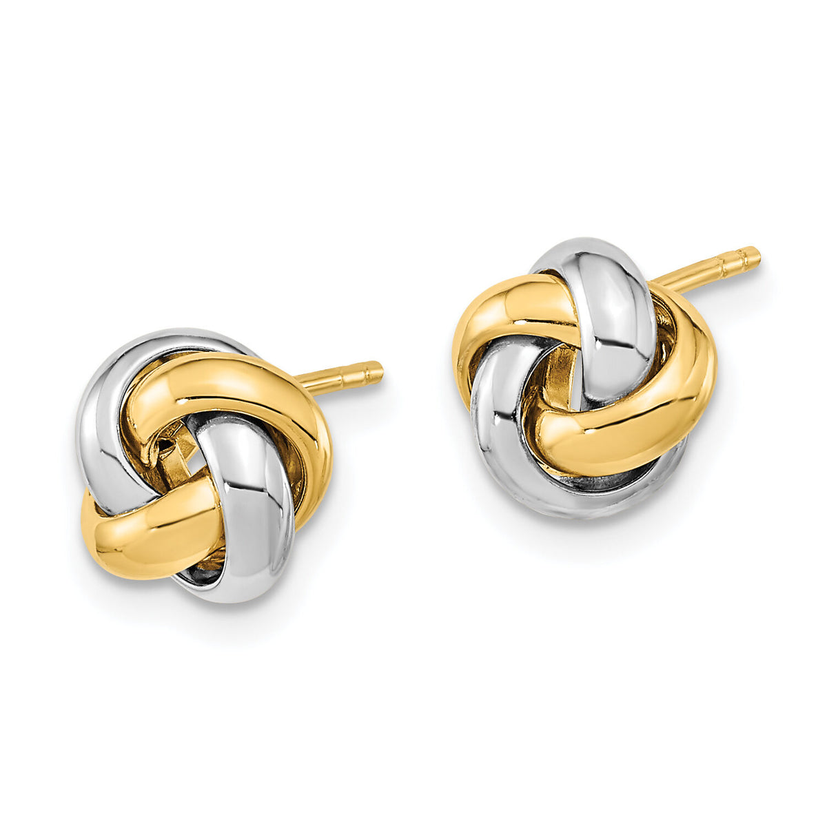 14k Two-Tone Polished Love Knot Post Earrings-TL1056TT
