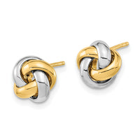 14k Two-Tone Polished Love Knot Post Earrings-TL1056TT