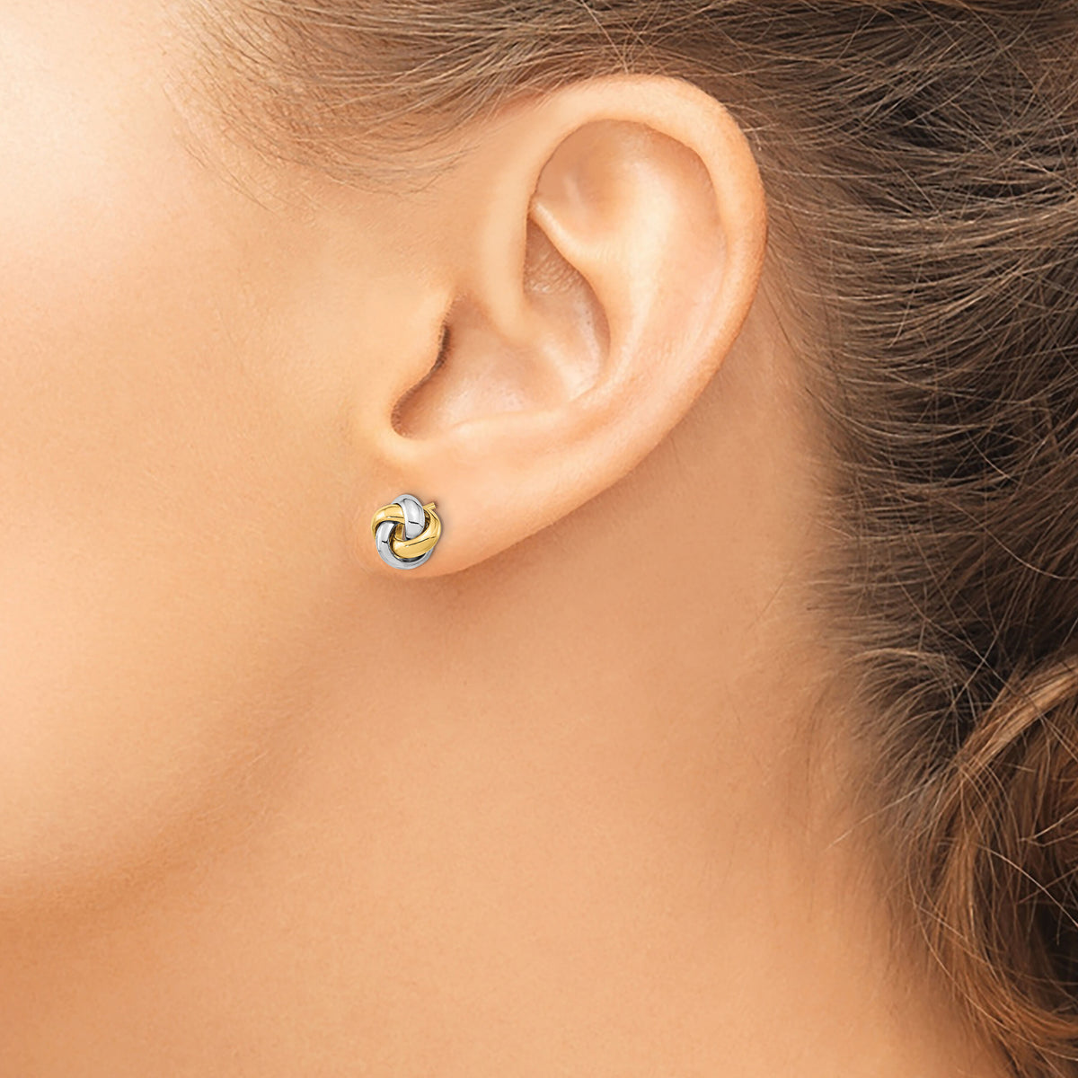 14k Two-Tone Polished Love Knot Post Earrings-TL1056TT