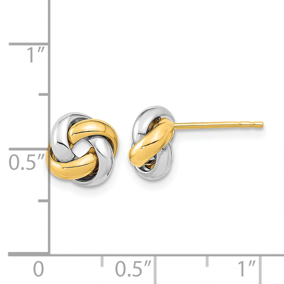 14k Two-Tone Polished Love Knot Post Earrings-TL1056TT