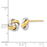 14k Two-Tone Polished Love Knot Post Earrings-TL1056TT