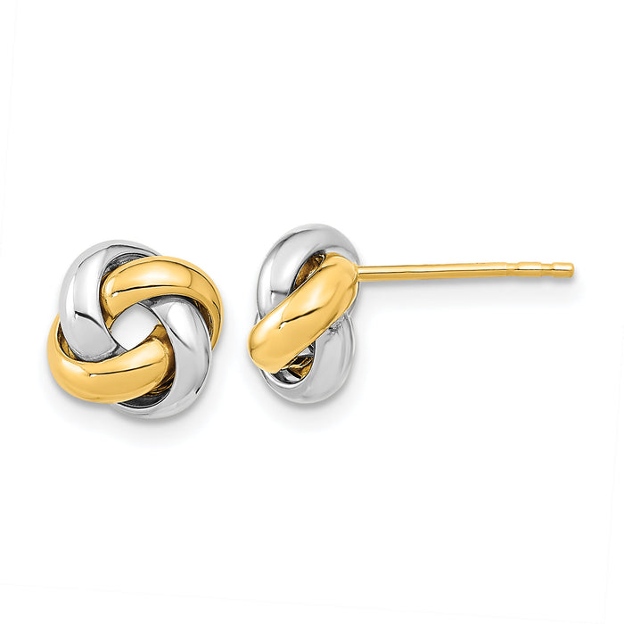 14k Two-Tone Polished Love Knot Post Earrings-TL1056TT
