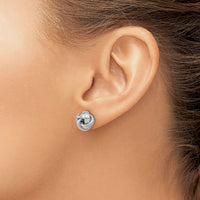 14k White Gold Polished Love Knot Post Earrings-TL1057W