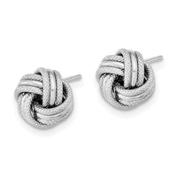 14k White Gold Polished Textured Triple Love Knot Post Earrings-TL1058W