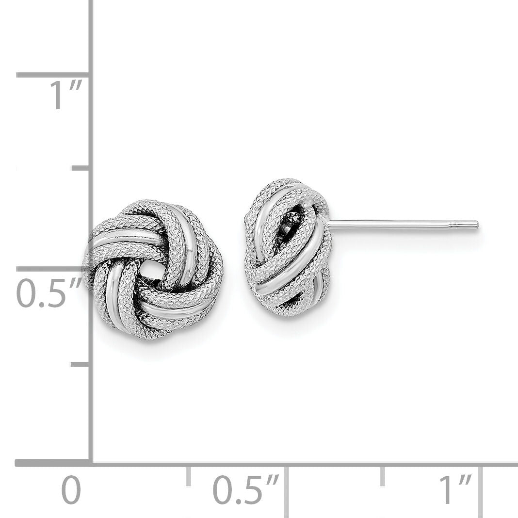 14k White Gold Polished Textured Triple Love Knot Post Earrings-TL1058W