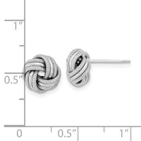 14k White Gold Polished Textured Triple Love Knot Post Earrings-TL1058W