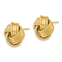 14k Polished Textured Love Knot Post Earrings-TL1060