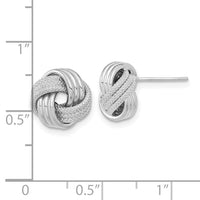 14k White Gold Polished Textured Love Knot Post Earrings-TL1061W