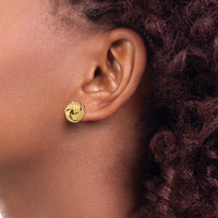 14k Polished Textured Triple Love Knot Post Earrings-TL1062