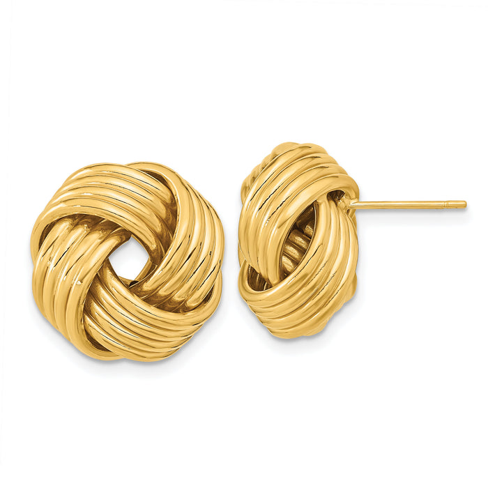 14k Polished Love Knot Post Earrings-TL1064