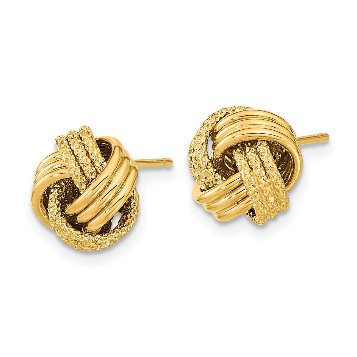 14k Polished Textured Love Knot Post Earrings-TL1071