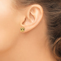 14k Polished Textured Love Knot Post Earrings-TL1071