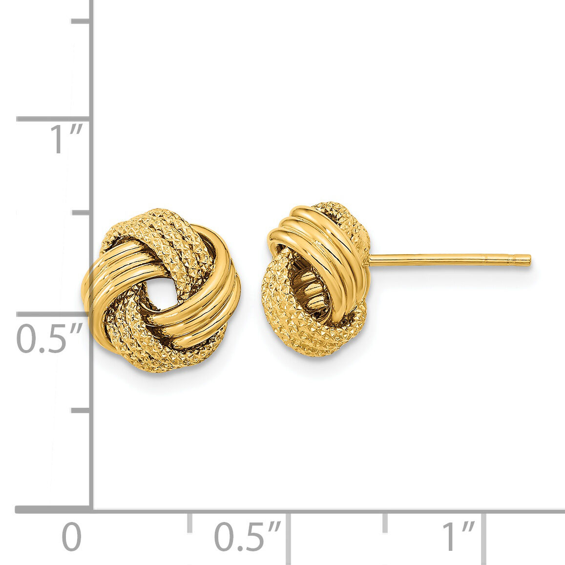 14k Polished Textured Love Knot Post Earrings-TL1071