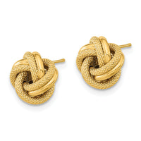 14k Polished Textured Double Love Knot Post Earrings-TL1073