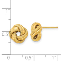 14k Polished Textured Double Love Knot Post Earrings-TL1073