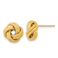 14k Polished Textured Double Love Knot Post Earrings-TL1073