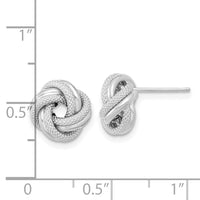 14k White Gold Polished Textured Double Love Knot Post Earrings-TL1073W