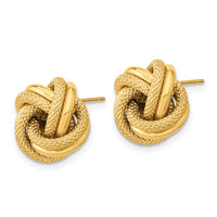14k Polished Textured Double Love Knot Post Earrings-TL1074