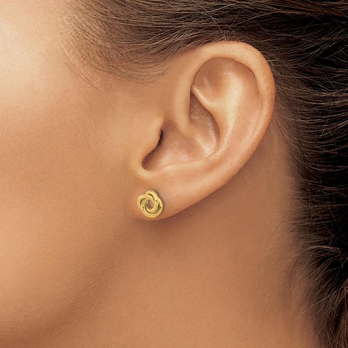 14K Polished Love Knot Post Earrings-TL1078