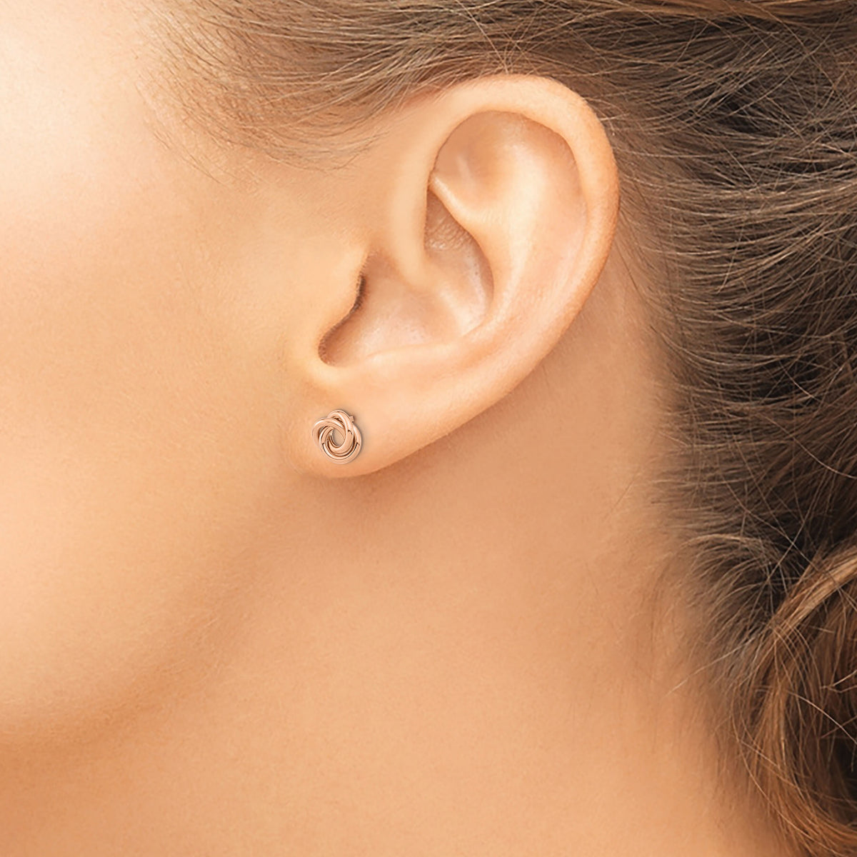 14k Rose Gold Polished Love Knot Post Earrings-TL1078R