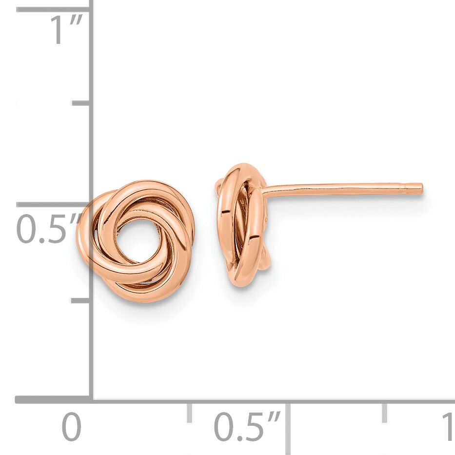 14k Rose Gold Polished Love Knot Post Earrings-TL1078R