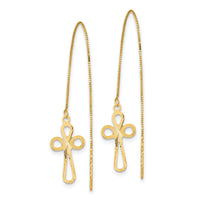 14k Polished D/C Box Chain w/Cross Threader Earrings-TL1104