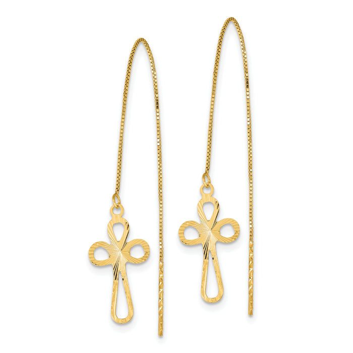 14k Polished D/C Box Chain w/Cross Threader Earrings-TL1104