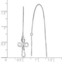 14K White Gold Polished D/C Box Chain w/Cross Threader Earrings-TL1104W