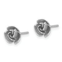 14k w/ White Rhodium Satin Finish D/C Rose Post Earrings-TL1107