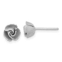 14k w/ White Rhodium Satin Finish D/C Rose Post Earrings-TL1107