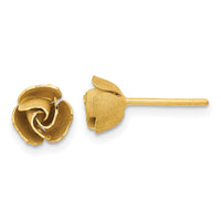 14k Yellow Gold Satin Finish D/C Rose Post Earrings-TL1108