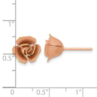 14k w/ Rose Rhodium Satin Finish D/C Rose Post Earrings-TL1109