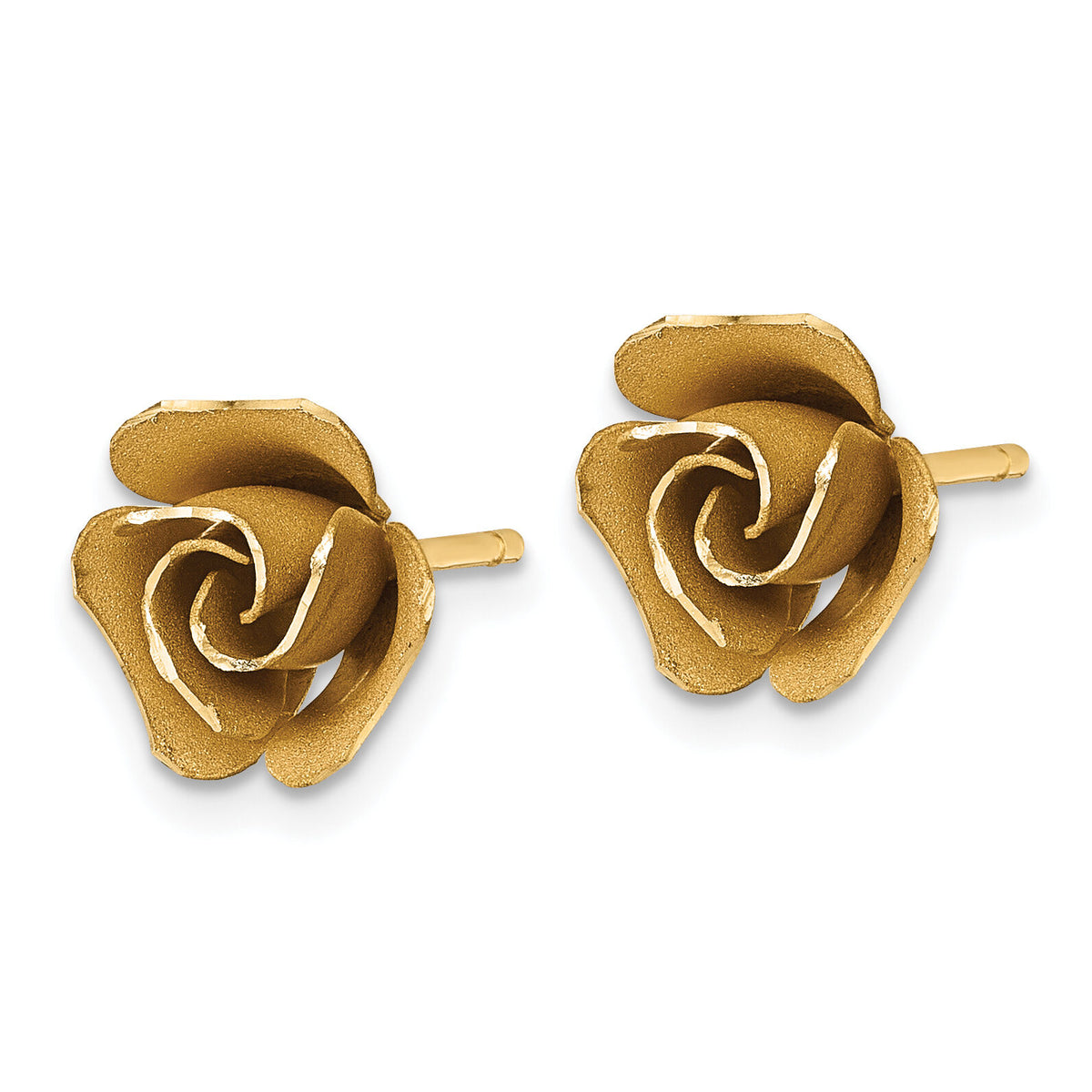 14k Brushed Rose Flower Earrings-TL1109Y