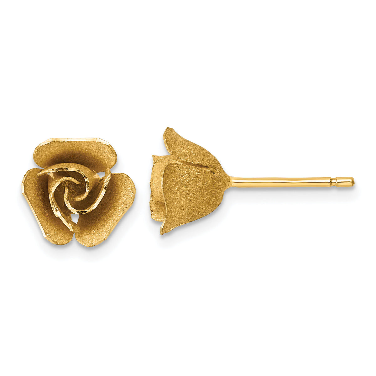 14k Brushed Rose Flower Earrings-TL1109Y