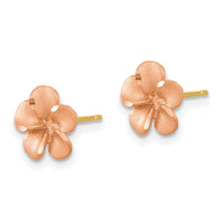 14k Rose Rhodium Diamond-cut Plumeria with Yellow Gold Post Earrings-TL1116R