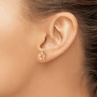 14k Rose Rhodium Diamond-cut Plumeria with Yellow Gold Post Earrings-TL1116R