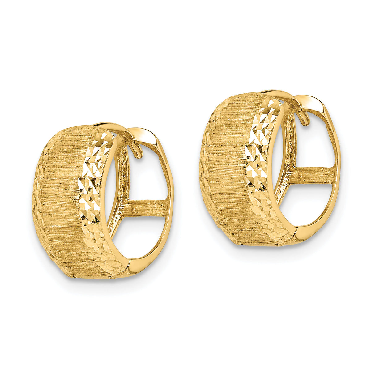 14K D/C and Textured Hoop Earrings-TL1138