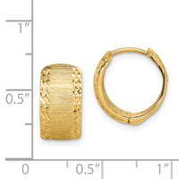 14K D/C and Textured Hoop Earrings-TL1138