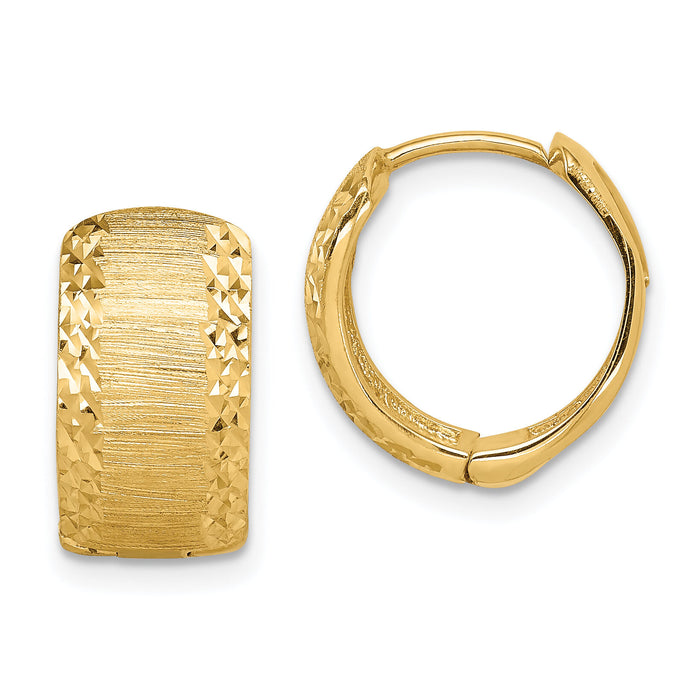 14K D/C and Textured Hoop Earrings-TL1138