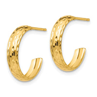 14k Diamond-cut 3mm J-Hoop Earrings-TL114
