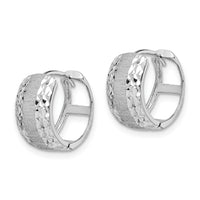 14K White Gold D/C Textured Hoop Earrings-TL1141